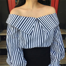 New  Korean style Summer Sexy Blouse Button Casual Shirt Cute Puff Sleeve Steiped Blusas Plus Size Women Tops 72520 GS