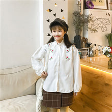 New  Korean style Summer Spring Cute Floral Embroidery Blouse Ruffled Collar Shirt Kawaii Blusas Women Tops 72517 GS