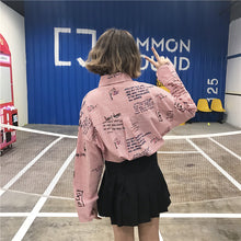 New  Plus size Summer Spring Full Sleeve Cartoon Letter Print Striped Blouse Loose Shirt Cute Blusas Women Tops 72524 GS