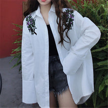 New  Plus size Summer Spring Full Sleeve Floral Leaf Embroidery Blouse Turn-down Collar Shirt Cute Blusas Women Tops 72522 GS