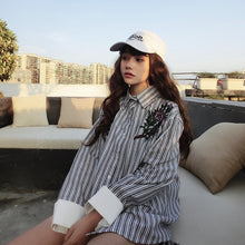 New  Plus size Summer Spring Full Sleeve Floral Leaf Embroidery Blouse Turn-down Collar Shirt Cute Blusas Women Tops 72522 GS