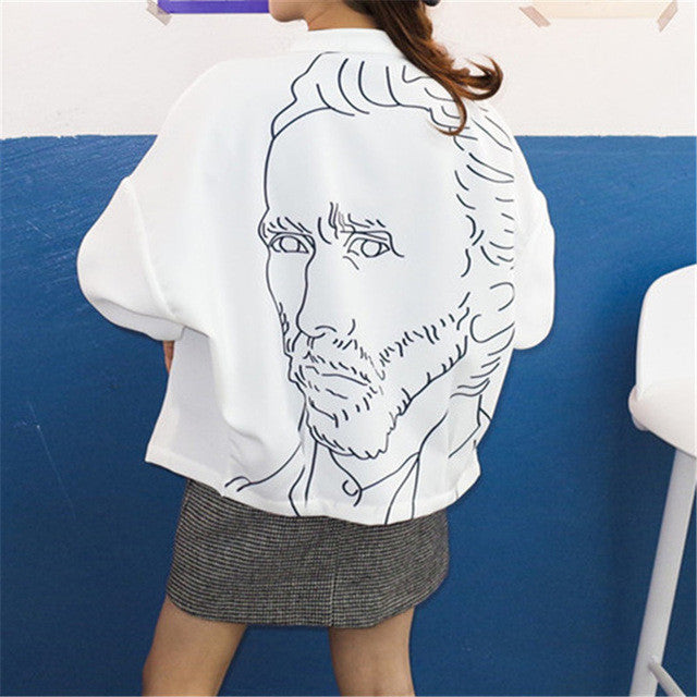 New  Plus size Summer Spring Full Sleeve Funny Character Print Blouse Loose Harajuku Shirt Kawaii Blusas Women Tops 72525 GS
