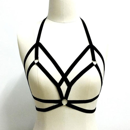 New   Sexy Elastic black body sexy bra Harajuku Hollow Out Strappy fashion Bondage Crop Tops #23 GS