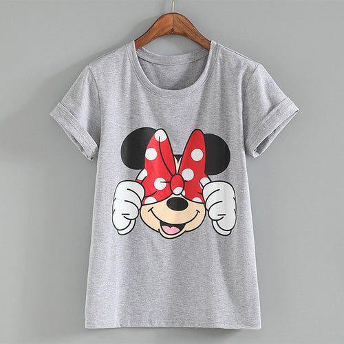 New  Summer Women T shirts Fashion T-shirt O-neck Three Color Cartoon Animal Print Female Plus Size Tops Woman t shirt 72536 GS