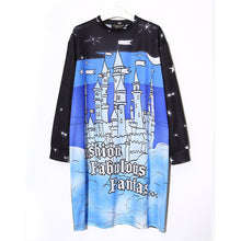 New  Women Fashion Brand Personalized Star Castle Print T Shirt Plus Size Tops Casual Woman O-Neck Full Sleeve t-shirt GS