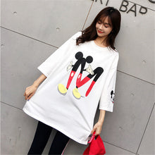 New  Women Summer Fashion Tops Cartoon "M" Letter Print T Shirt Plus Size Casual Woman O-Neck Short Sleeve t-shirt 72487 GS