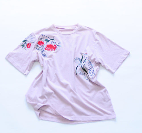 New  Women Summer Floral Embroidery Print Fashion Tops T Shirt Woman O-Neck Short Sleeve Plus Size t-shirt 72599 GS