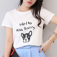 New  Women Summer T Shirt Cute Dog Letter print Fashion Short Sleeve T-shirts Tops Plus Size Female t shirts 72568 GS