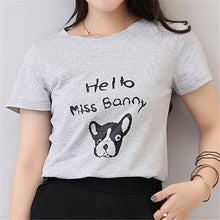 New  Women Summer T Shirt Cute Dog Letter print Fashion Short Sleeve T-shirts Tops Plus Size Female t shirts 72568 GS
