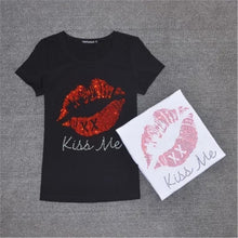 New  Women T shirts Fashion T-shirt Woman O-neck Top Short Sleeve Kiss Me Diamond Bling Female Plus Size t shirt 72358 GS