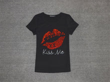 New  Women T shirts Fashion T-shirt Woman O-neck Top Short Sleeve Kiss Me Diamond Bling Female Plus Size t shirt 72358 GS