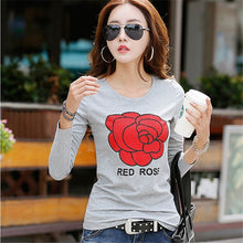 New  Women T shirts Fashion T-shirt Woman O-neck Tops Full Sleeves Print Diamonds Bling Female Plus Size t shirt 72555 GS