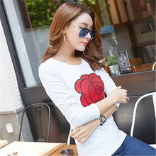 New  Women T shirts Fashion T-shirt Woman O-neck Tops Full Sleeves Print Diamonds Bling Female Plus Size t shirt 72555 GS