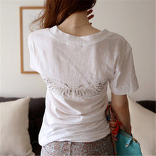New  Women T shirts Fashion T-shirt Woman V-neck Short Sleeve Angel wings Diamond Bling Female Tops Plus Size t shirt 72538 GS