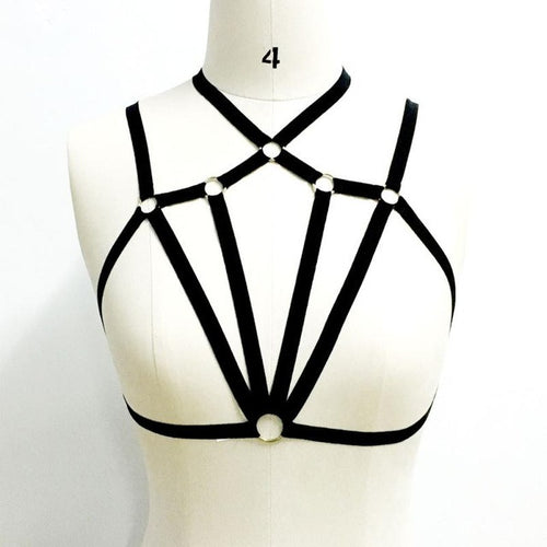 New Arrival  Sexy Bandage Hollow Out Goth Garter Belt Punk sexy Bra Erotic Lingerie Body Bralette Crop Top Sexy #23 GS