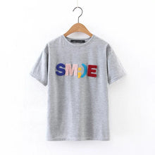 New Arrival  Summer Women T Shirt Casual O Neck Short Sleeve tshirt Letter Print Female Embroidery Tops Tees 72350 GS