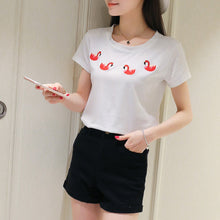 New Arrival  Summer Women T- Shirt Casual O-Neck Short Sleeve tshirts Animal letter Female Embroidery Tops T shirt 72400 GS