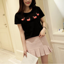 New Arrival  Summer Women T- Shirt Casual O-Neck Short Sleeve tshirts Animal letter Female Embroidery Tops T shirt 72400 GS