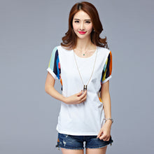 New Arrival  Summer Women T Shirt O-Neck Short Sleeve t-shirt Fashion Patchwork Female Casual Tops Tees 72143 GS