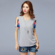 New Arrival  Summer Women T Shirt O-Neck Short Sleeve t-shirt Fashion Patchwork Female Casual Tops Tees 72143 GS