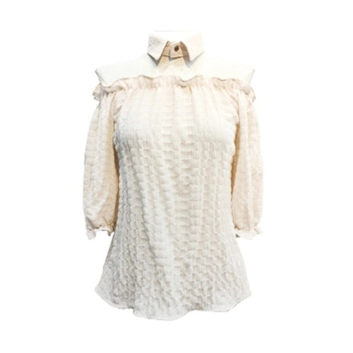 New Arrival  Women Shirts Sexy Chiffon Blouse Half Sleeve Shirt Hanging neck Blouses Woman Tops Plus Size 72723 GS