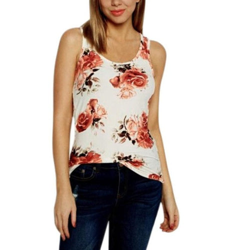 New Arrival Floral Print Sleeveless Tank Tops Women  Tank Tops Casual Tops camiseta tirantes mujer #23 GS