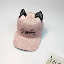 New Arrival Women Cat Ear Pattern Sequin Baseball Cap Women Men Snapback Caps Hip Hop Hats For Women    #23 GS