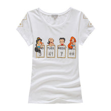 New Arrival Women T ShirtCarton Print O-Neck Short Sleeve Summer Women t-shirt Fashion Women Diamond Bling Tops Plus Size 71905 GS