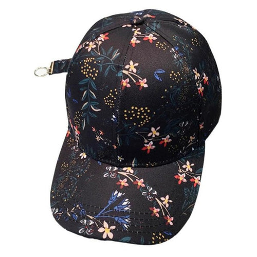 New Baseball cap snapback women Cotton Fashion women baseball cap  Black White Floral Print Hats Women Men Gorras mujer #23 GS