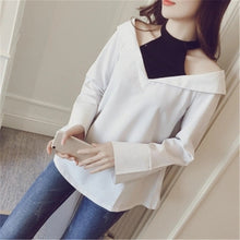 New Fashion  Summer Hanging neck Hollow Out Shirt Women Striped Blouses Sexy Woman Tops Full Sleeve Blusas 72594 GS