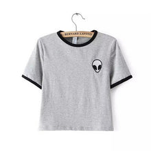 New Fashion European Style Women T-shirt  Summer O-neck Short Sleeve Embroidered Alien T Shirts Female Harajuku Tops 31405 GS