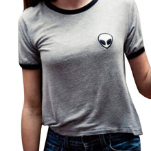 New Fashion European Style Women T-shirt  Summer O-neck Short Sleeve Embroidered Alien T Shirts Female Harajuku Tops 31405 GS