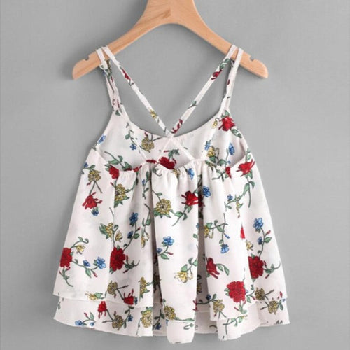 New Fashion Print Strappy Camis Women Tanks Sleeveless Backless Crop Top Women Camisole Blusas Femininas #23 GS