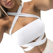 New Fashion Sexy Crop Top Women Straps Halter Bandage Sleeveless  Style Tank Tops Vest cropped feminino Black White &03 GS