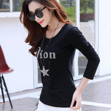 New Fashion Short Sleeve T-shirts Plus Size Female Letter Print T shirts Top O-neck Women Diamonds Bling t shirt 71843 GS