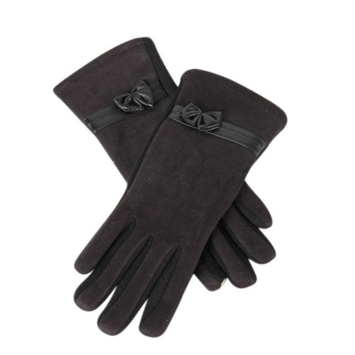New Fashion Suede Elegant Women Gloves  Warm Driving Soft Wrist Bow Gloves Female Mittens guantes mujer  #1207 GS