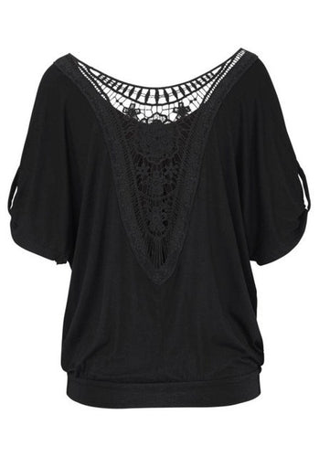 New Fashion T Shirt Women Back Lace Tops Short Sleeve O Neck Beach  Tops Female Women T-shirt Womens tshirt  YE GS