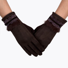New Fashion Women Elegant Gloves For  Spirng  Warm Soft Cotton Faux Fur Wrist Gloves Female Gants GS
