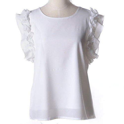 New Fashion Women White Chiffon Blouse Sleeveless Shirt Vintage Plus Size Loose Style Elegant Casual Drand Designer tops 72501 GS