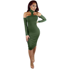 New Halter Strapless Dress Women Choker Wrap Off Shoulder Bodycon Ladies Dresses Back Split Long Sleeve OL Pencil Dress #1210 GS