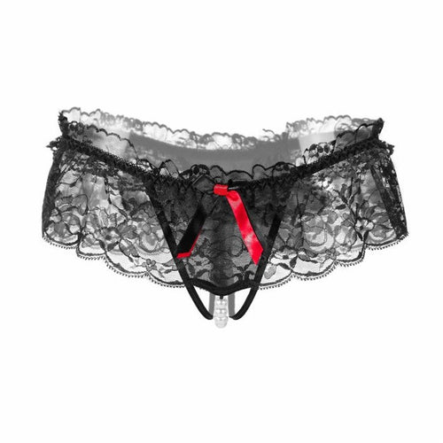 New Hot Underwear Women Sexy Underpanties Lace Pearl Open Crotch Panties Thongs And G Strings Female Low Waist Lingerie G-String GS