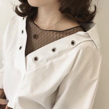 New Plus Size Woman Tops  Summer Sexy Gauze V-neck Patckwork Hollow Out Blouses Long Sleeve Loose White Shirt S-4XL 33011 GS