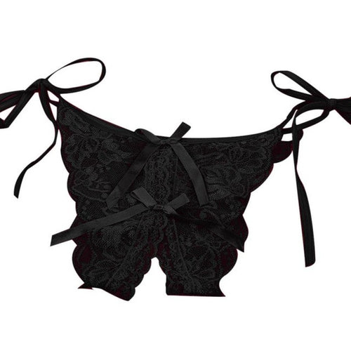 New Sexy Lace G-String For Women Open Crotch Bownot Solid Underwear Lady's Thongs And Pantes Lace Underpanties Lingerie 1215# GS