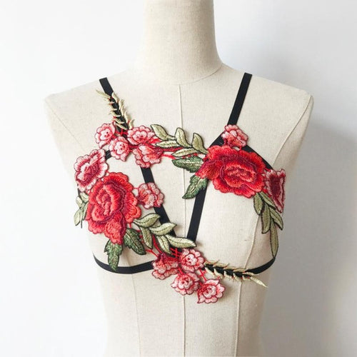 New Sexy Women Girl Appliques Hollow Out Elastic sexy Bra Bandage Strappy Halter Crop Top Female Ladies Top #63 GS