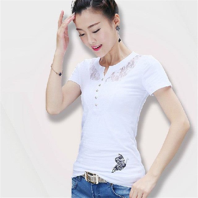 New Summer  Women Korean Style T Shirt Loose Butterfly Print T-Shirt Fashion Short Sleeve Plus Size Top 71647 GS