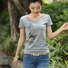 New Summer  Women Korean Style T Shirt Loose Butterfly Print T-Shirt Fashion Short Sleeve Plus Size Top 71647 GS