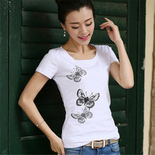 New Summer  Women Korean Style T Shirt Loose Butterfly Print T-Shirt Fashion Short Sleeve Plus Size Top 71647 GS