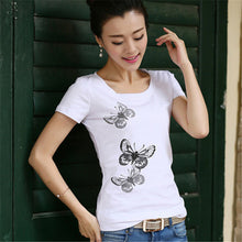 New Summer  Women Korean Style T Shirt Loose Butterfly Print T-Shirt Fashion Short Sleeve Plus Size Top 71647 GS