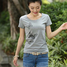 New Summer  Women Korean Style T Shirt Loose Butterfly Print T-Shirt Fashion Short Sleeve Plus Size Top 71647 GS
