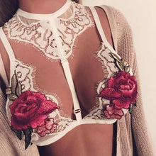 New   Women Sexy Halter Neck Crop Tops Lace Embroidered Appliques Floral Lace Bralette Unpadded Top Cropped Women #418 GS
